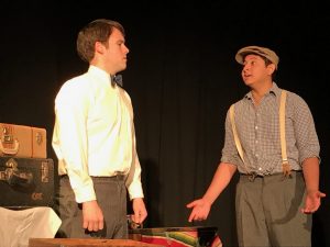 Zach Hunter  (left), playing famous poet and writer Carl Sandburg, and Daniel Urbina, playing a boy from the Santa Fe boxcar camps named Elias, perform a scene from “An American Dream: Lincoln, the Railroad and the Transformation of America”