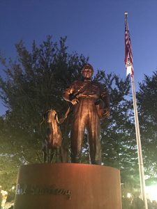 Galesburg’s hometown hero, poet and writer Carl Sandburg watches over the carnival