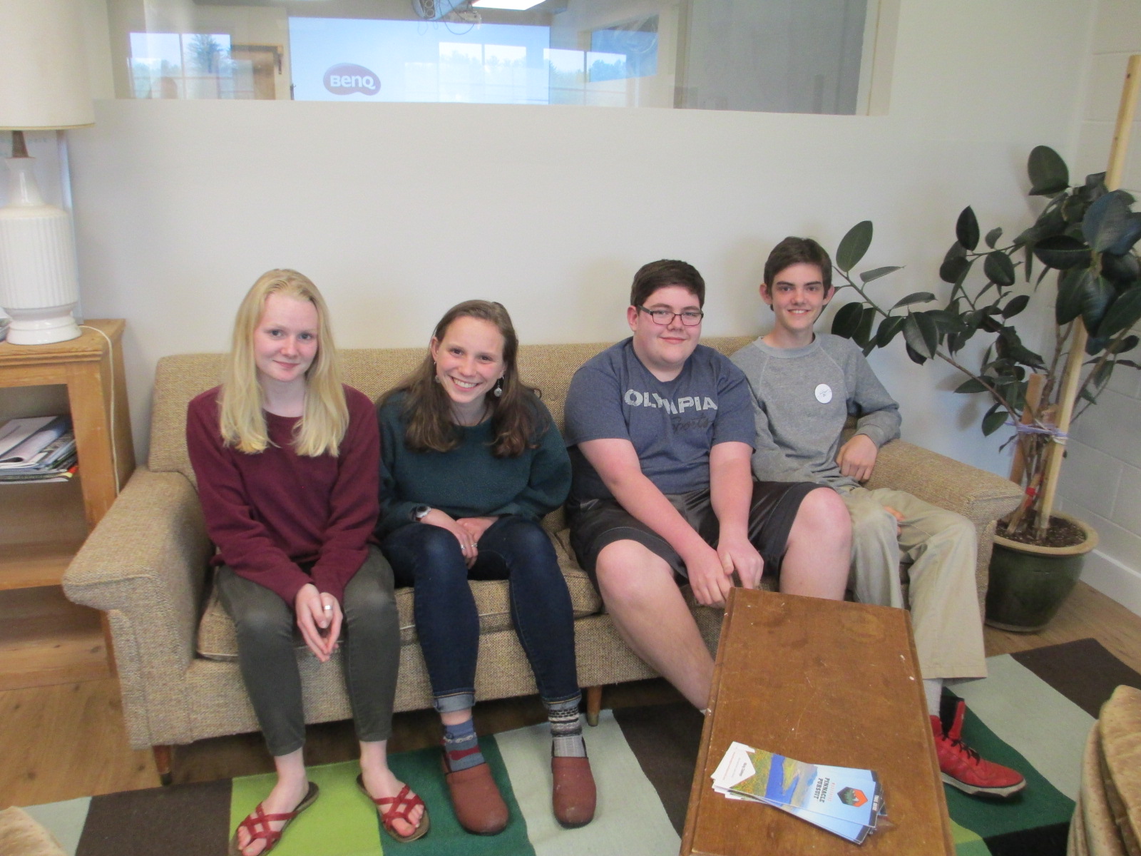 High school sophomores Maddie Williams and Mia Shifrin, students at Gould Academy, and Matt Lavoie and Dale Davis, students at Telstar High School, are helping to gather stories for the Mahoosuc Heart & Soul project