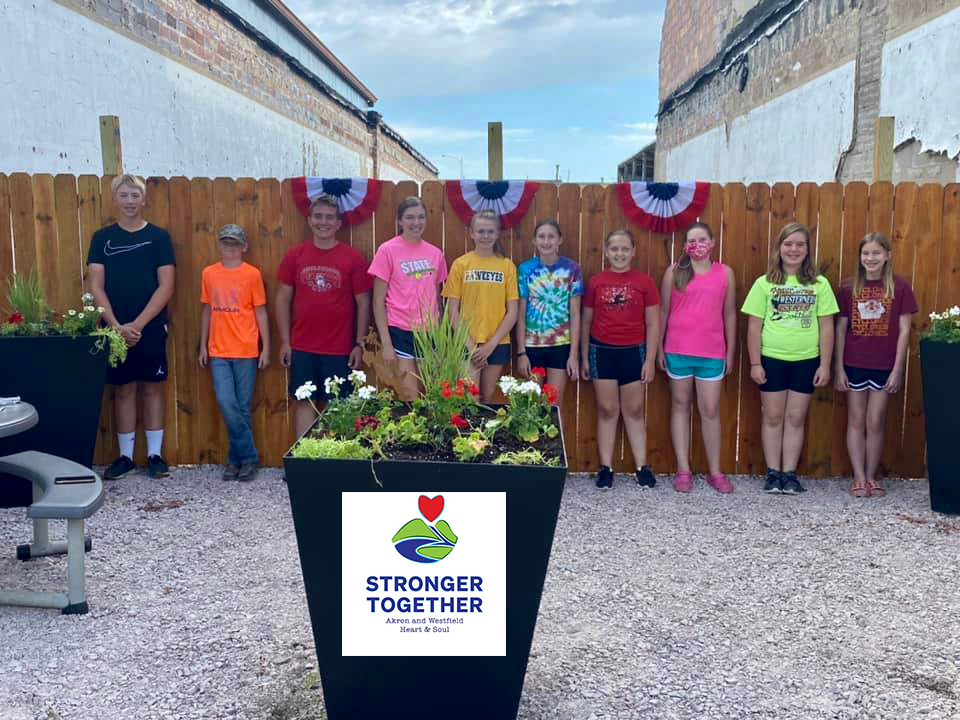 Group of youth volunteers Iowa Akron Westfield Stronger Together