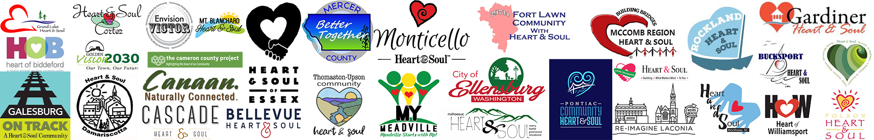 Community Heart & Soul Alumni Page banner with Town logo collage