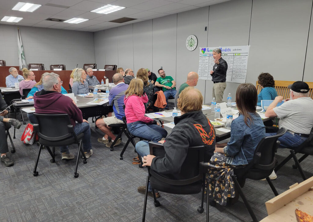 Mendota, Illinois residents with Community Heart & Soul Certified Coach, Jason Neises. Photo credit: Reimagine Mendota