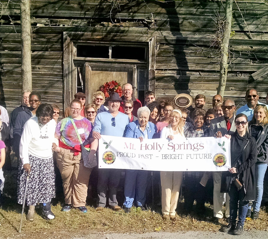 Residents of Carlisle, Pennsylvania gather in front of abandoned African-American church