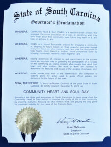 To Promote Resident Engagement, South Carolina Governor Henry McMaster Proclaims December 5, 2023 Community Heart & Soul Day.