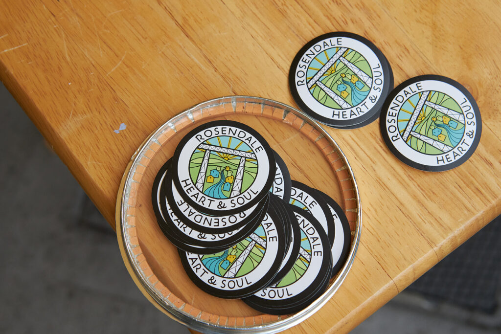 Rosendale Heart & Soul team logo coasters. Photo credit: Gus Philippas 