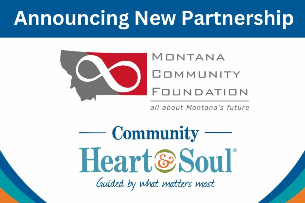 Montana Community Foundation logo and Community Heart & Soul Logo announcing partnership