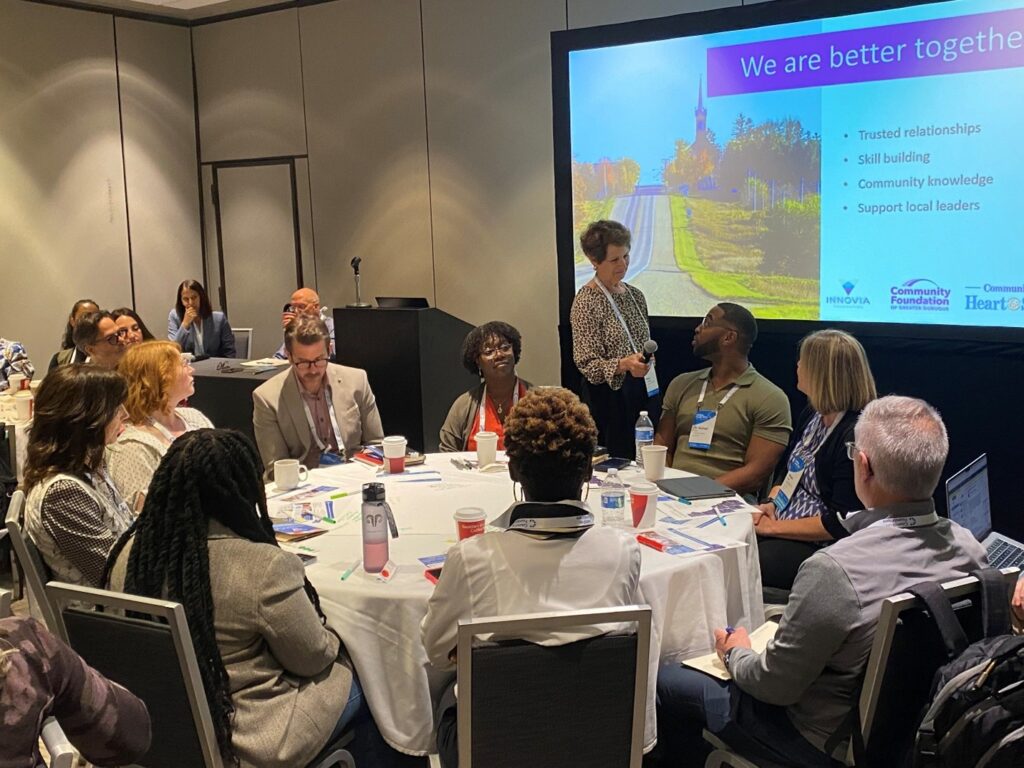 Image from Leading Locally 2025 Conference of breakout session about Community Heart & Soul with attendees and presenter
