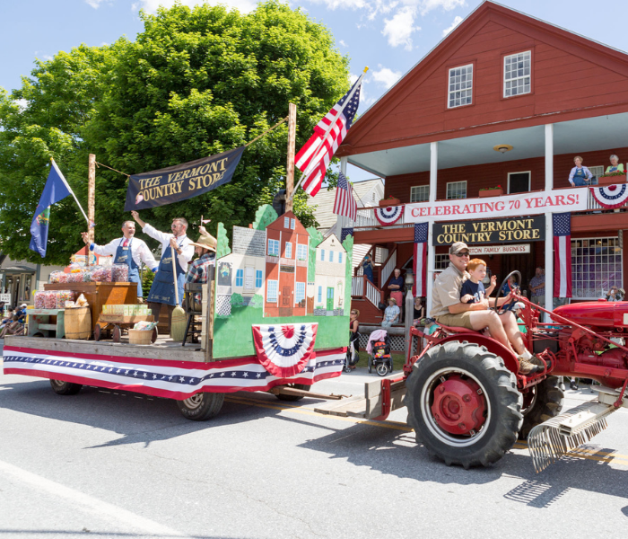 Vermont Country Store's 70th birthday bash parade including a float of the store, Weston, Vermont (Pop. 623).