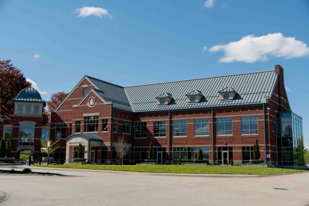 Leicester High School, formerly Becker College’s student center and admissions building.
