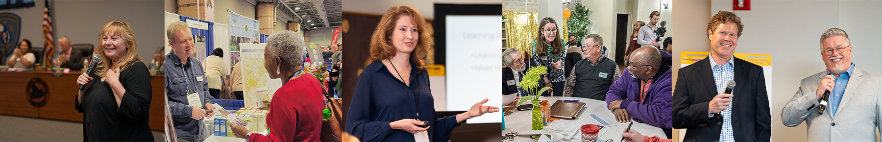 Collage of images of Community Heart & Soul Staff working and presenting