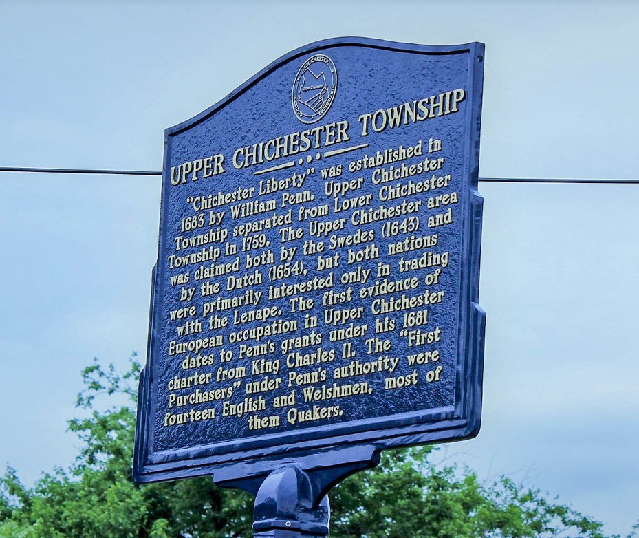 Picture of blue Upper Chichester Town sign